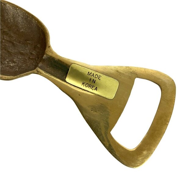 Vintage Brass Owl Bottle Opener With Hanging Loop Bar Tool Made In Korea - Picture 6 of 6